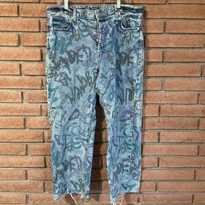 Wild Fable Blue Graffiti Straight Leg Jeans